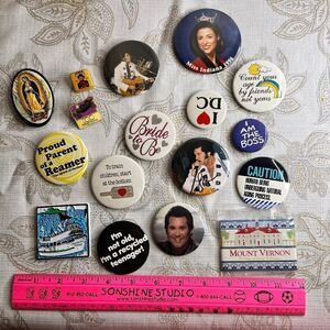 Pins & Magnets Lot 17pc Vintage Elvis Indiana Collectable Bride D.C. Circus